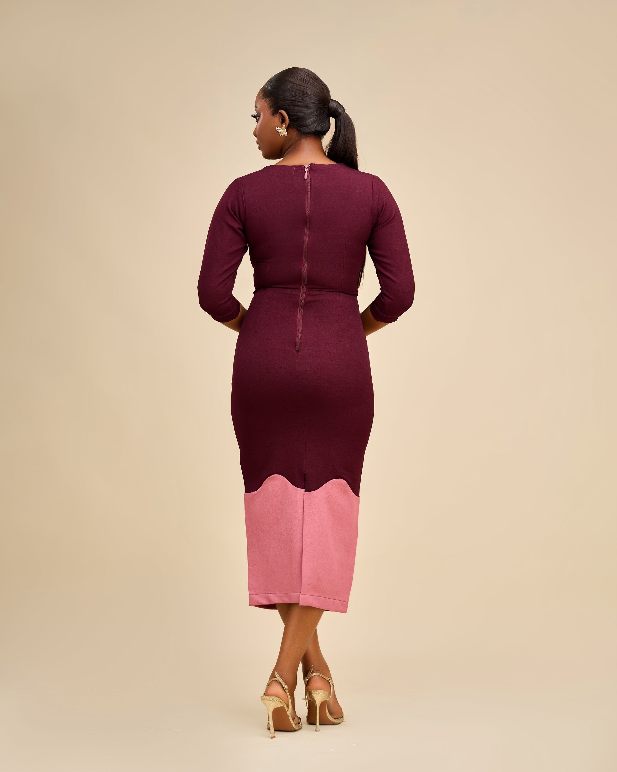 REMI DRESS- (BURGUNDY)